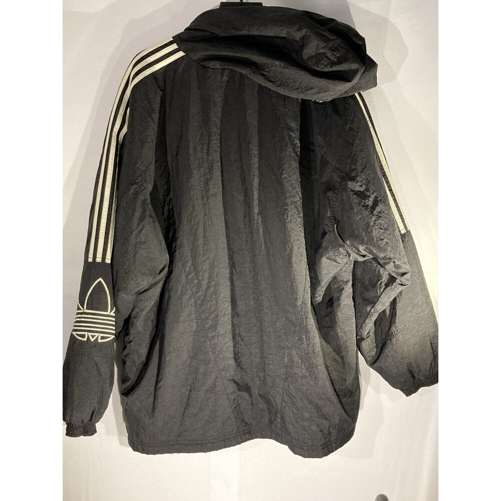 VTG 90s Adidas Originals Big Trefoil Logo Windbreaker Jacket Black XL - Picture 2 of 7